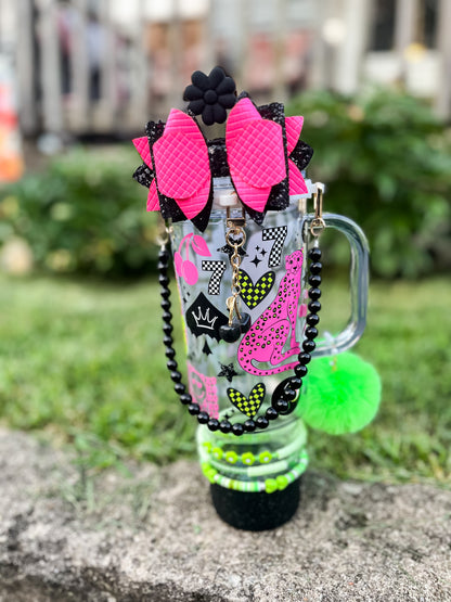 40oz plastic tumbler fully accessorized